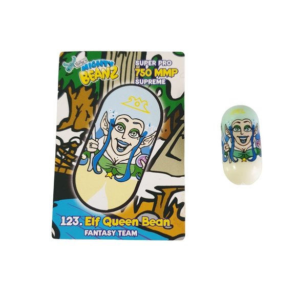 Mighty Beanz 123 Elf Queen Bean Glow 2003 Series 2 Moose With Playing Card - Picture 1 of 6